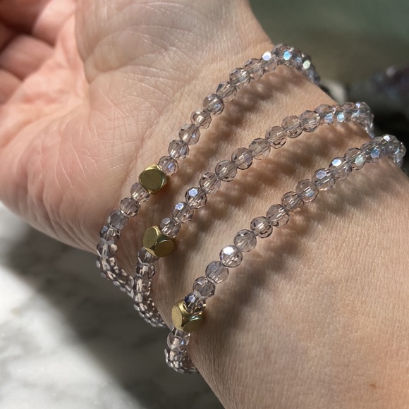 Purple/grey Swarovski crystal with Herkimer diamond bracelet in size 7” - Picture 5 of 5